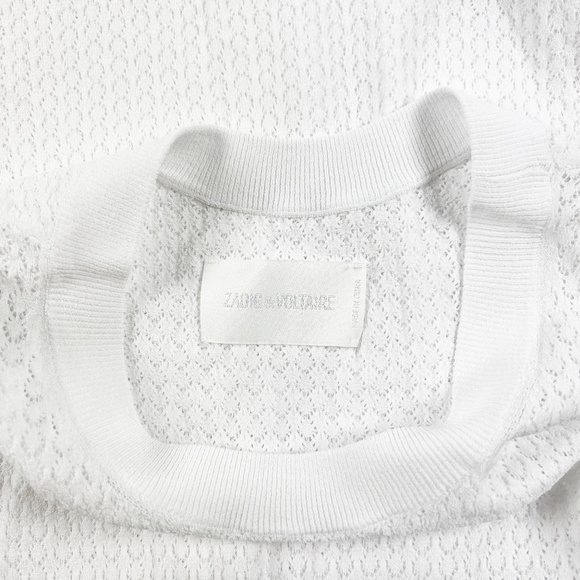 NEW Zadig & Voltaire Loose Mesh Knit Crew Neck Sleeveless Sweater Dress White M - Picture 2 of 4